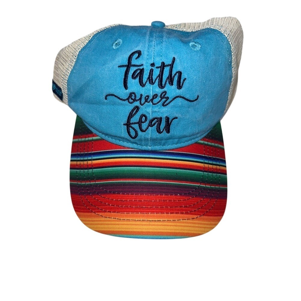 Grace & Truth "Faith Over Fear" Women's Trucker Cap Snapback Adjustable Blue